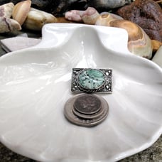 Circa 1920's Antique Jade & Sterling Brooch