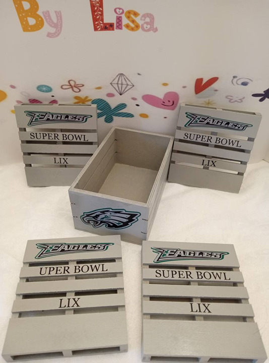 mini p a l l e t coaster set Philadelphia eagles super bowl 59