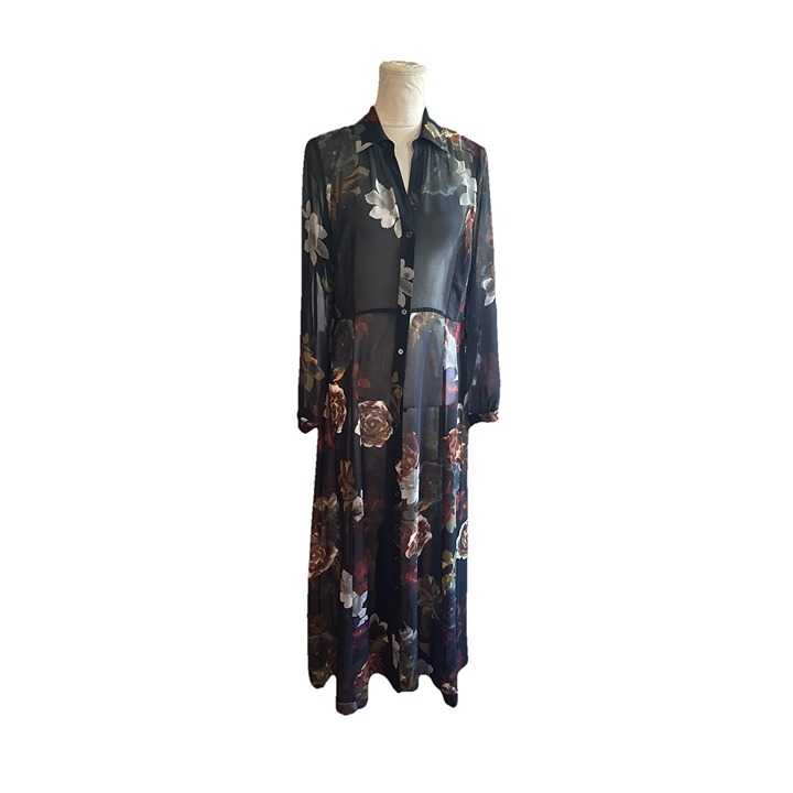 Soft Surroundings Anais Floral Sheer Button Up Dress Duster Sz M No Slip Flowy