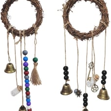 2 Pair- Wicker Witch Bells. Handmade Wiccan Chimes/ door Knob Hangers *Read bio*