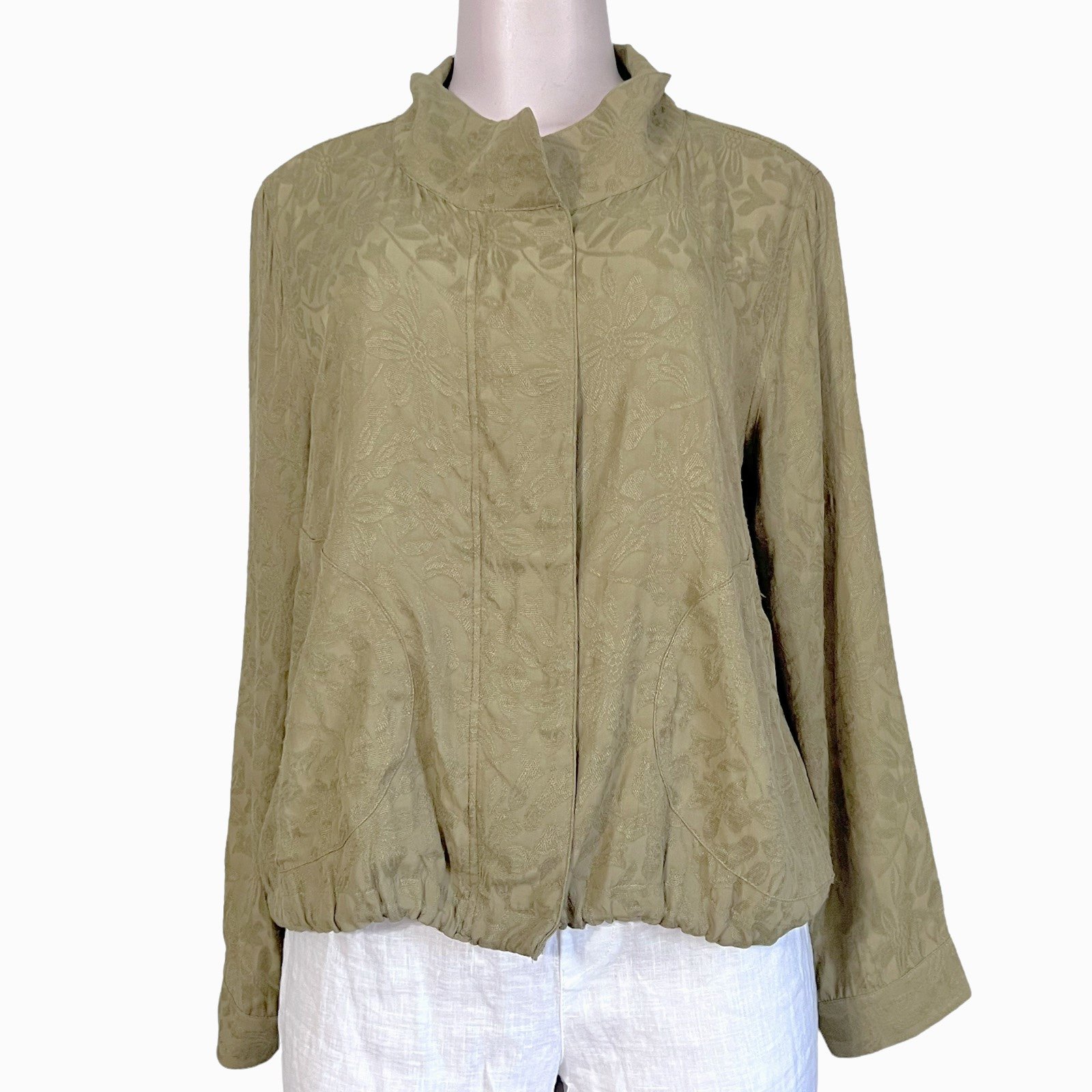 Saltwater LUXE Bomber Jacket Jacquard Olive Green SZ M