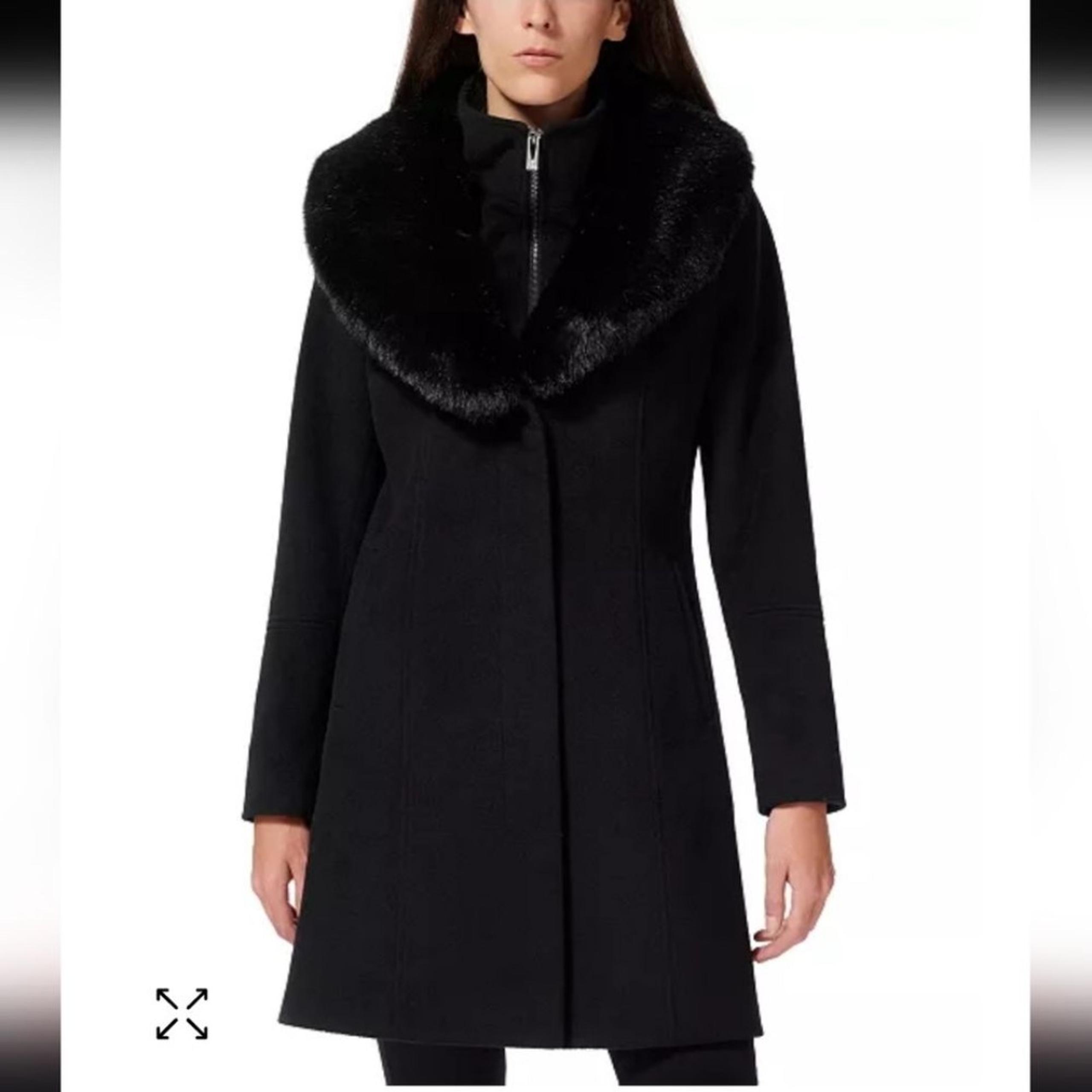 Via Spiga Faux Fur Collar Trim Coat