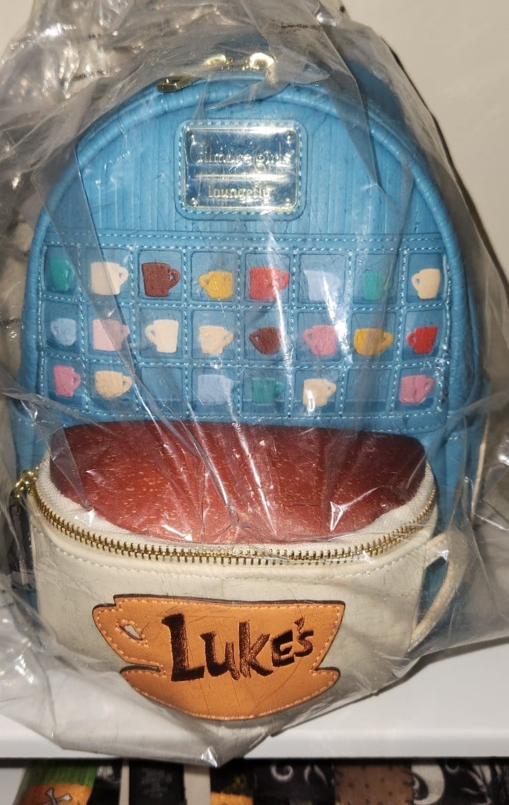 NEW Loungefly Gilmore Girls Lukes Diner Coffee Cup Backpack NWT and Card Holder