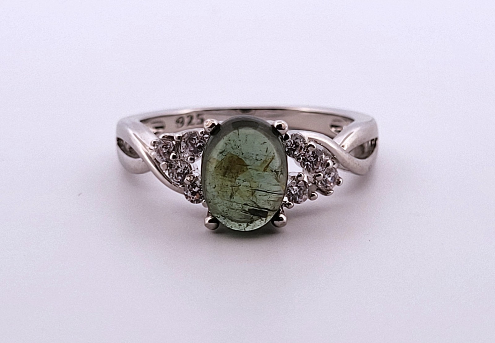 Natural Green Bi-colored Tourmaline Sterling Silver Ring NT267