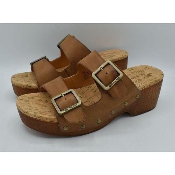Kork Ease Womens Size 11 Saffron Brown Full Grain Leather Open Toe Slide Sandals