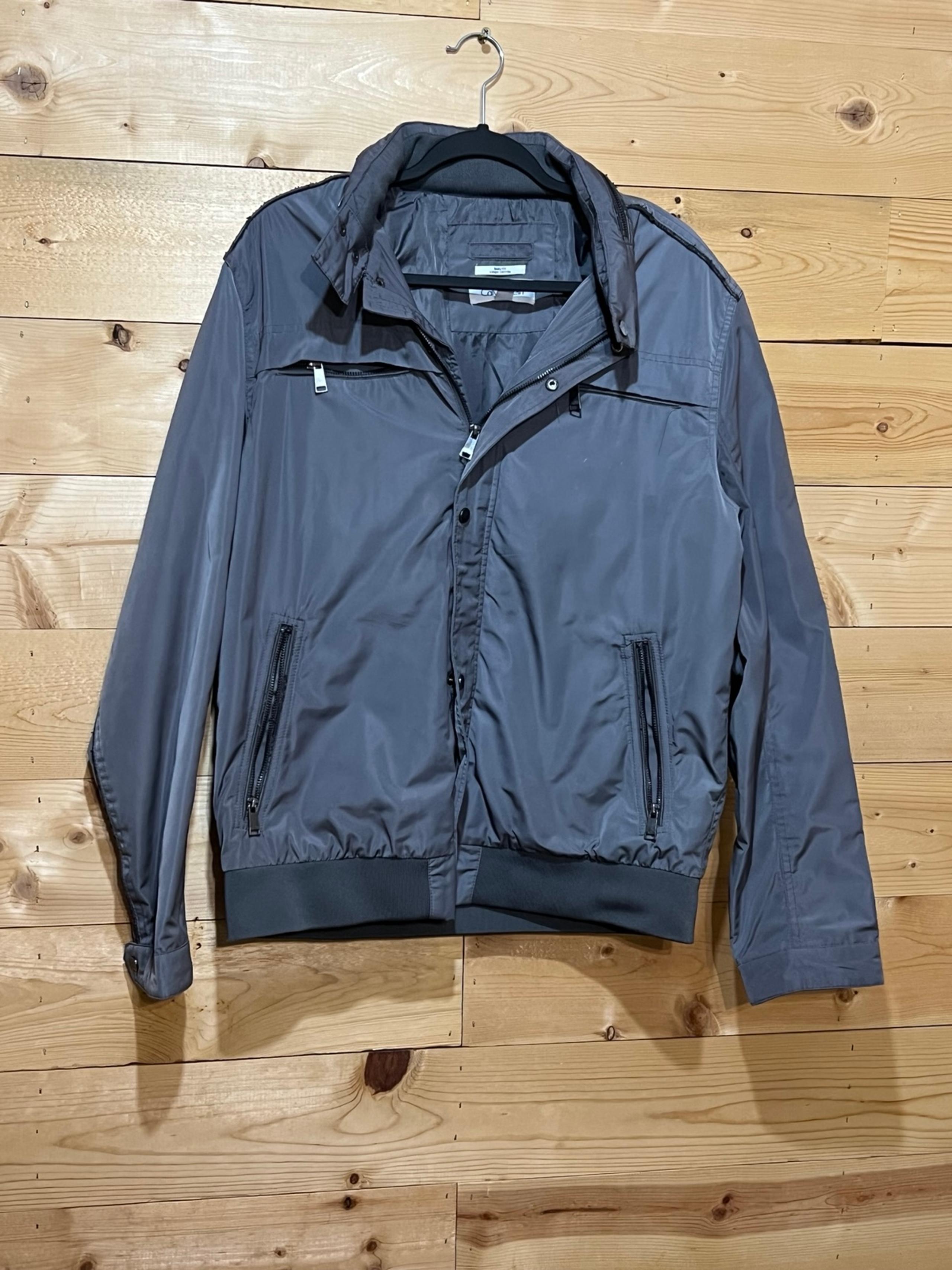 Calvin Klein Men’s Gray Full-Zip Hooded Jacket Size L – Polyester Shell Body Fit
