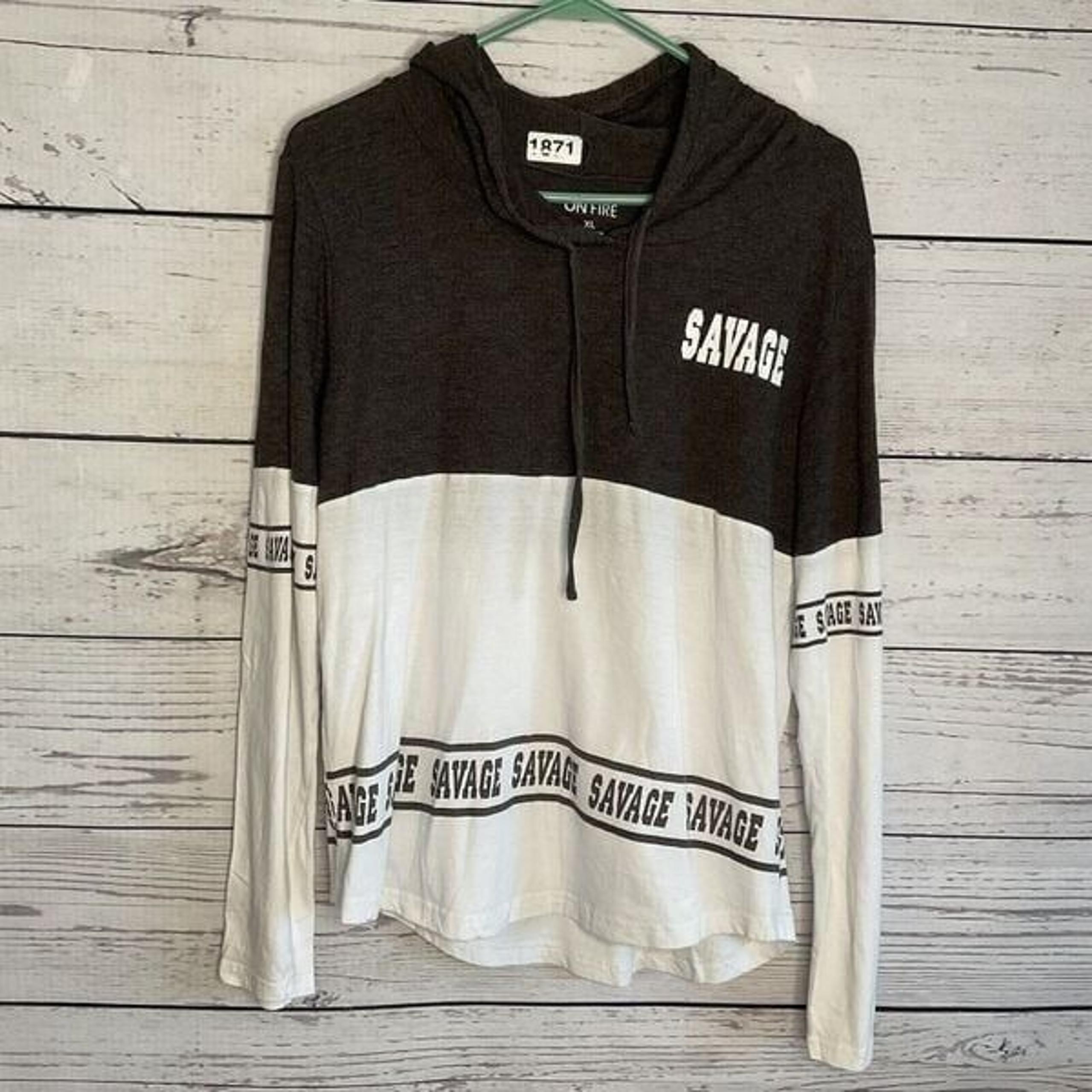 On Fire Hoodie Shirt  Savage” Graphic  Tee XL