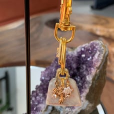 Handmade Flower Agate Crystal KeyChain-Natural Healing Stone