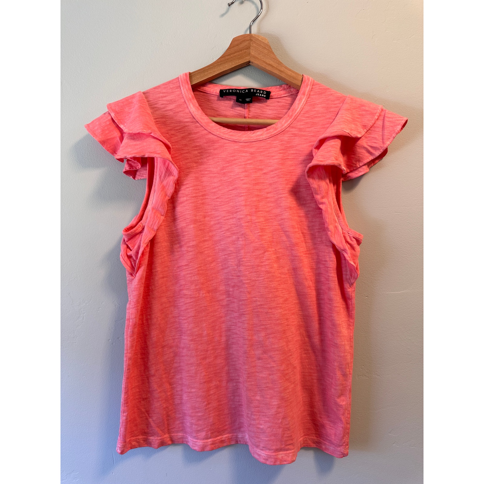 Veronica Beard Akeela Flutter-Sleeve Top in Peony