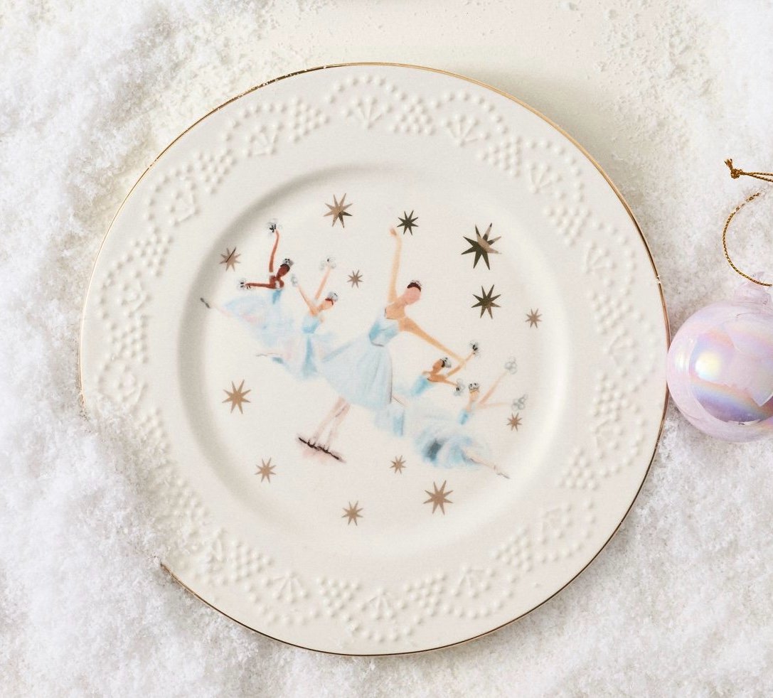 ANTHROPOLOGIE ~New York City Ballet~Nutcracker~SNOW FLAKES~PLATE~2025~NIB~