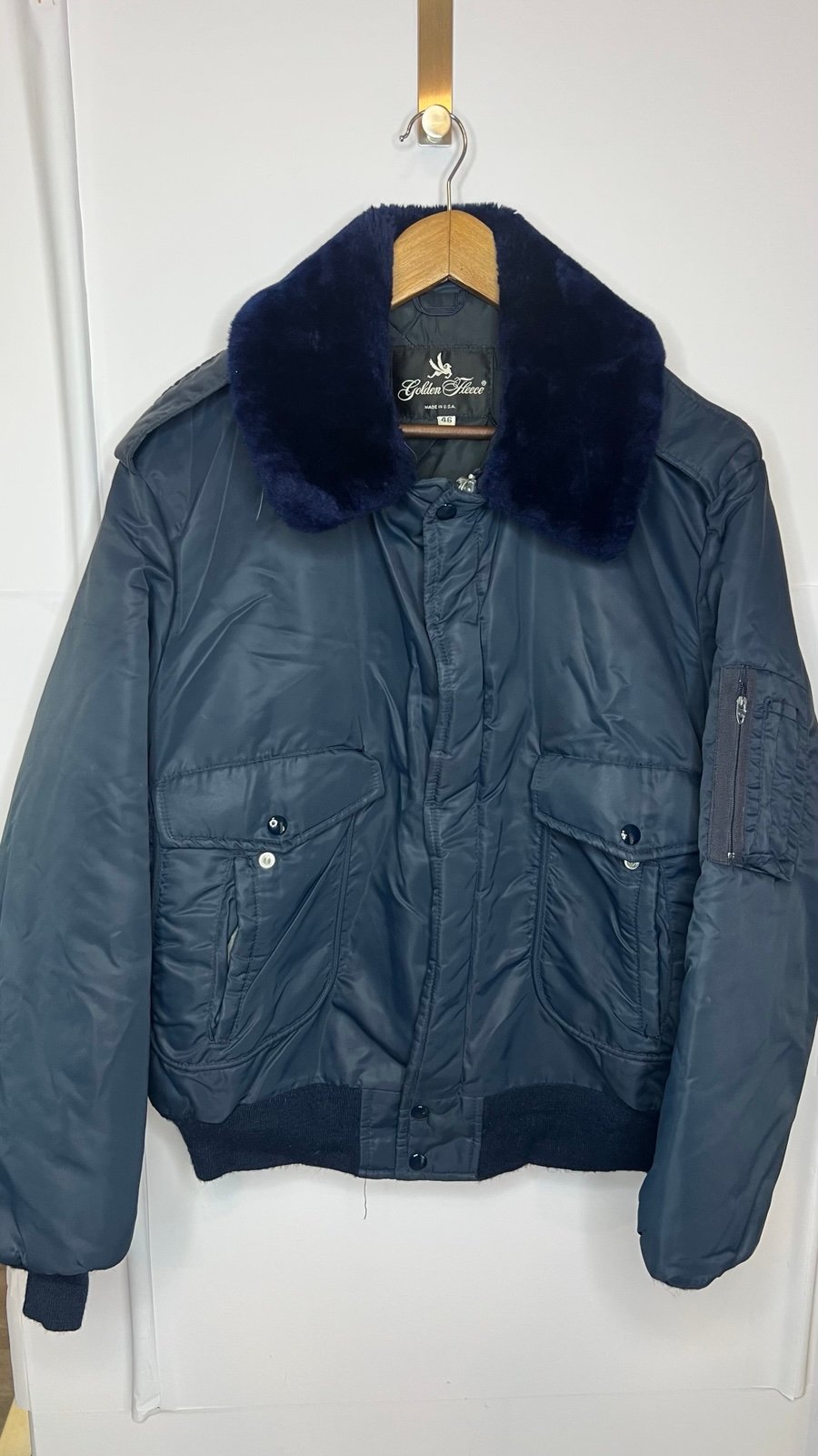 Vintage Golden Fleece Men’s Winter Jacket Navy Blue - Size 46 - Made In USA