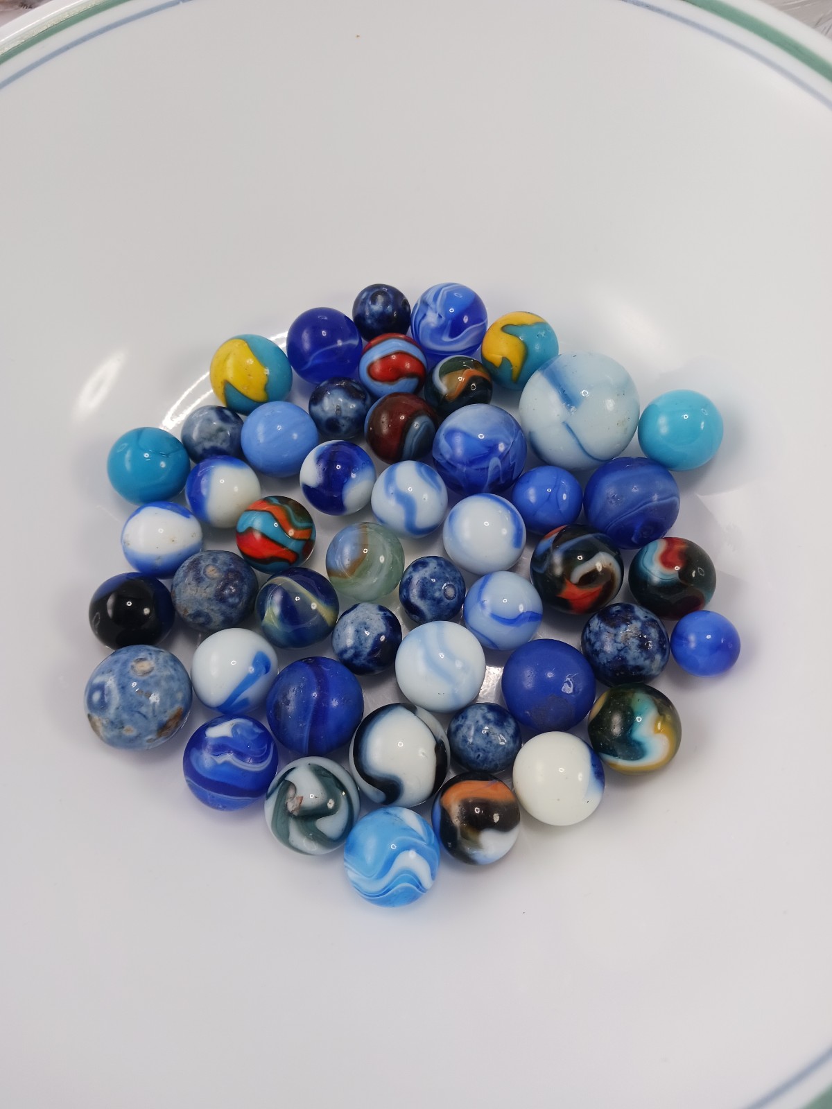 Vintage 20th Century Mixed Glass Marble Collection in Blue.