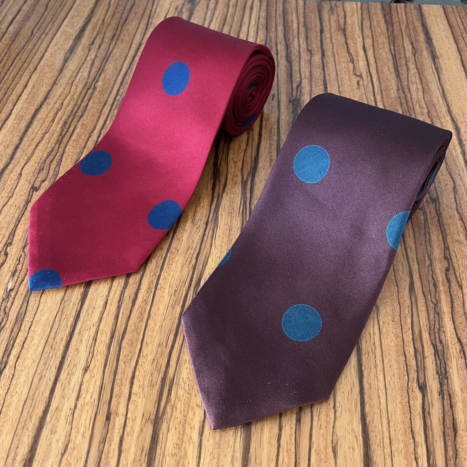 Vintage Perry Ellis Handmade Ties Spots Lot of 2 Italian 100% Silk