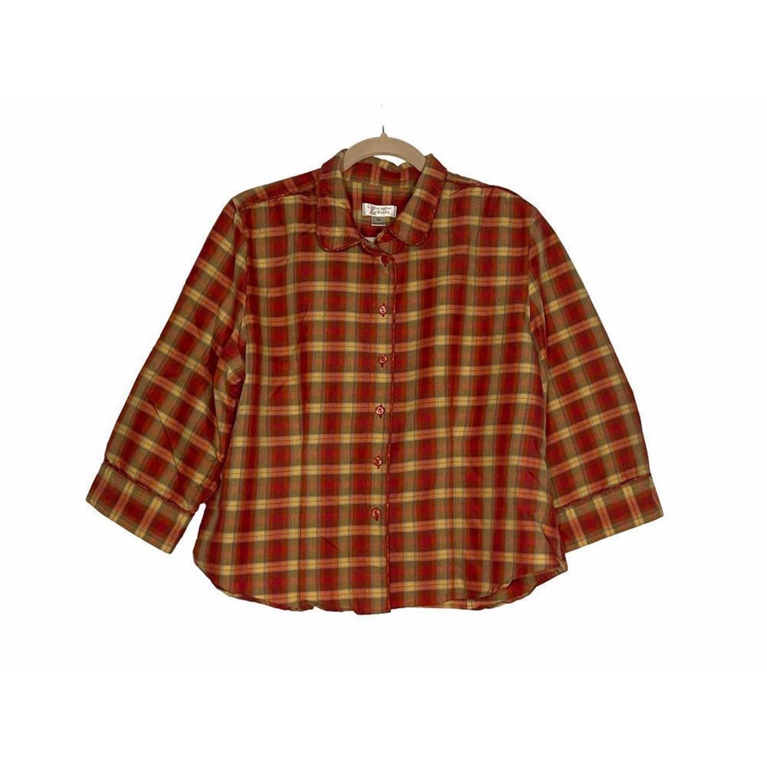 Christopher & Banks Womens Button Down Shacket Shirt Jacket Plaid Size XL
