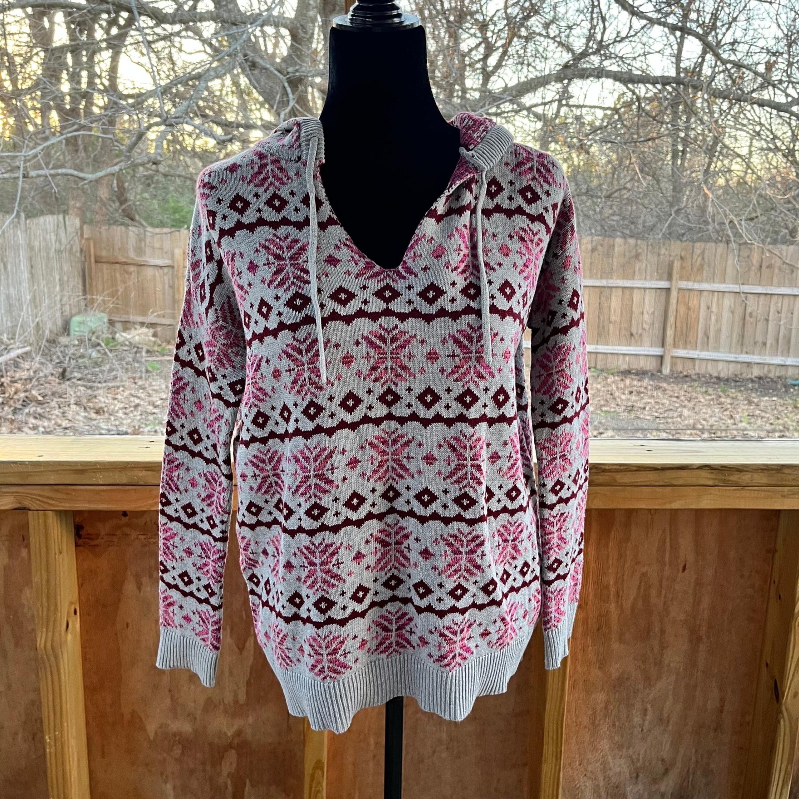 Natural Reflections Women's Grey And Purple Fair Isle Sweater Size S. NEW