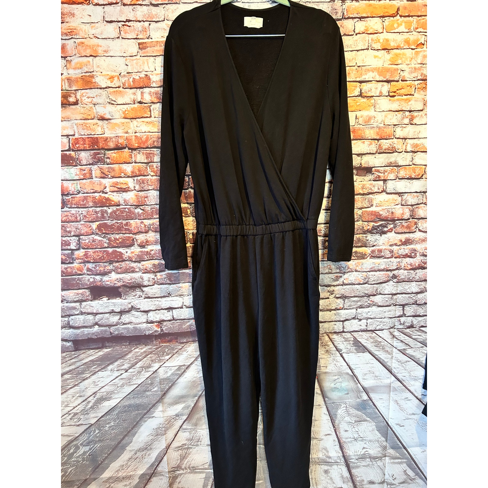 Lou & Grey black signature soft blend crossover jumpsuit women's size large