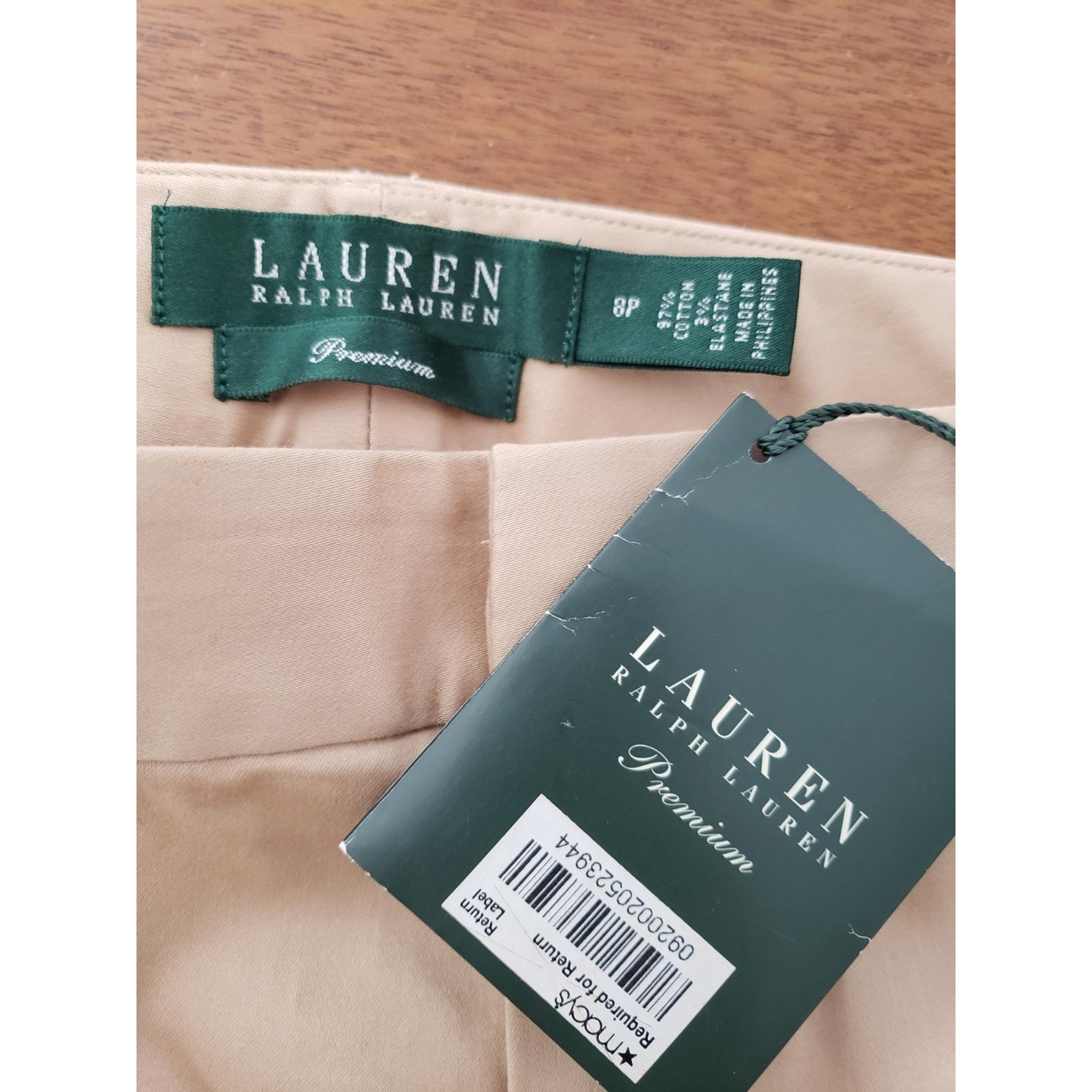 Women's Lauren Ralph Lauren Premium Khaki Pants 8P Cuffed Wide Leg Golden