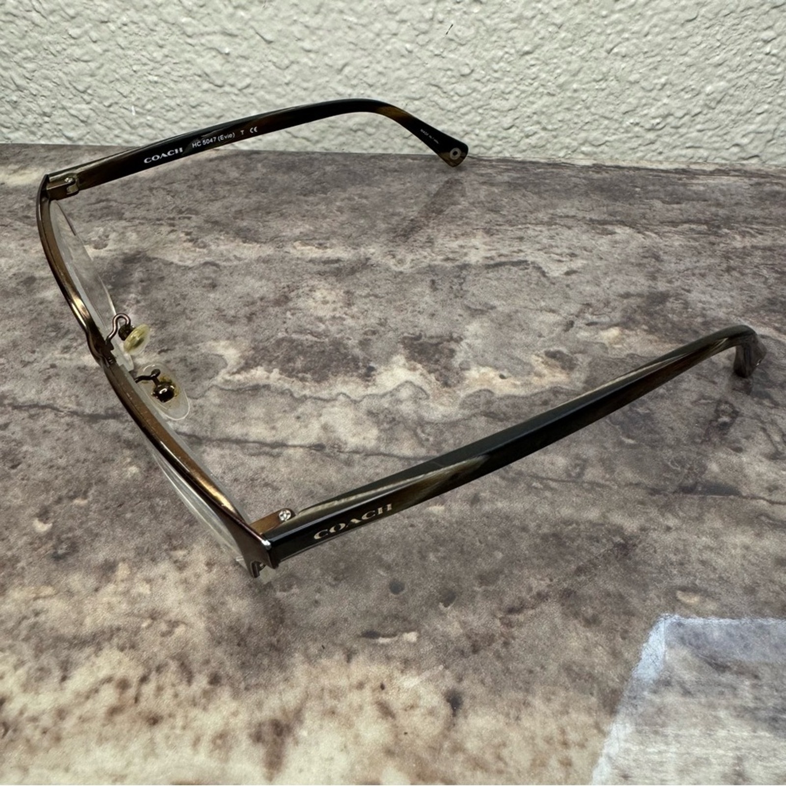 COACH Eyeglass Frame HC 5047 9163, Shiny Brown/Brown Horn, 50MM, Half Rim