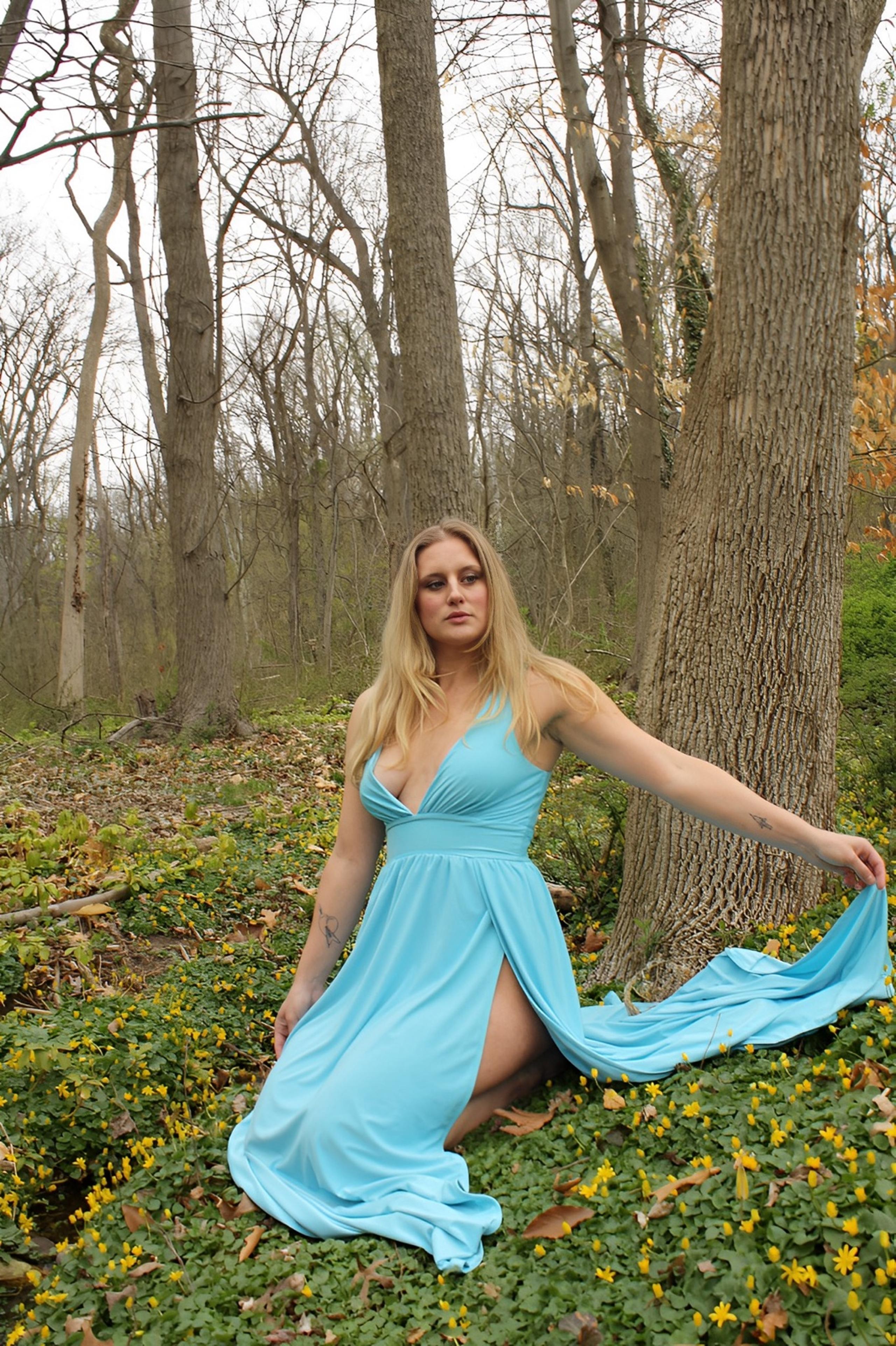 Deep v high thigh slit dress