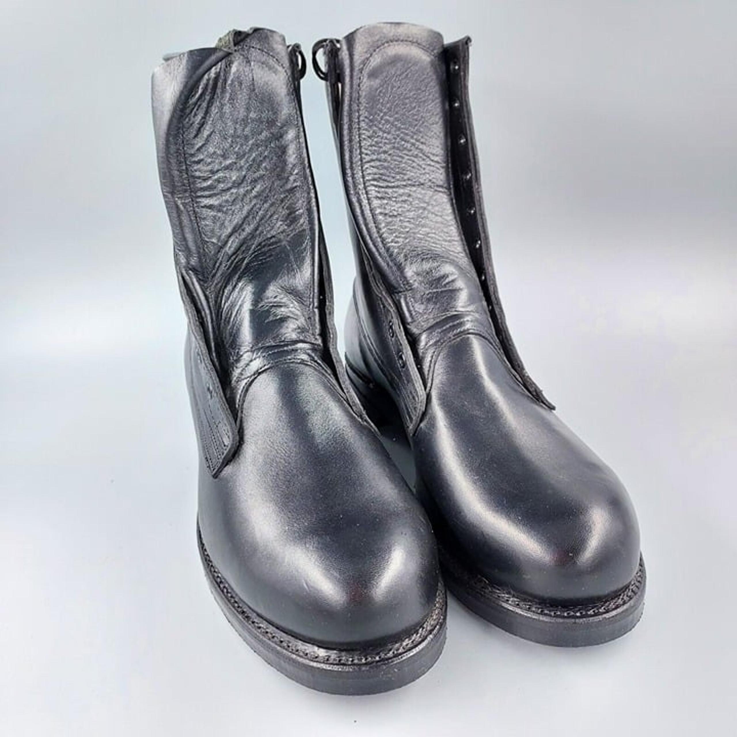 New! Vintage Leather Military Combat Black Boots Size 9.5 D