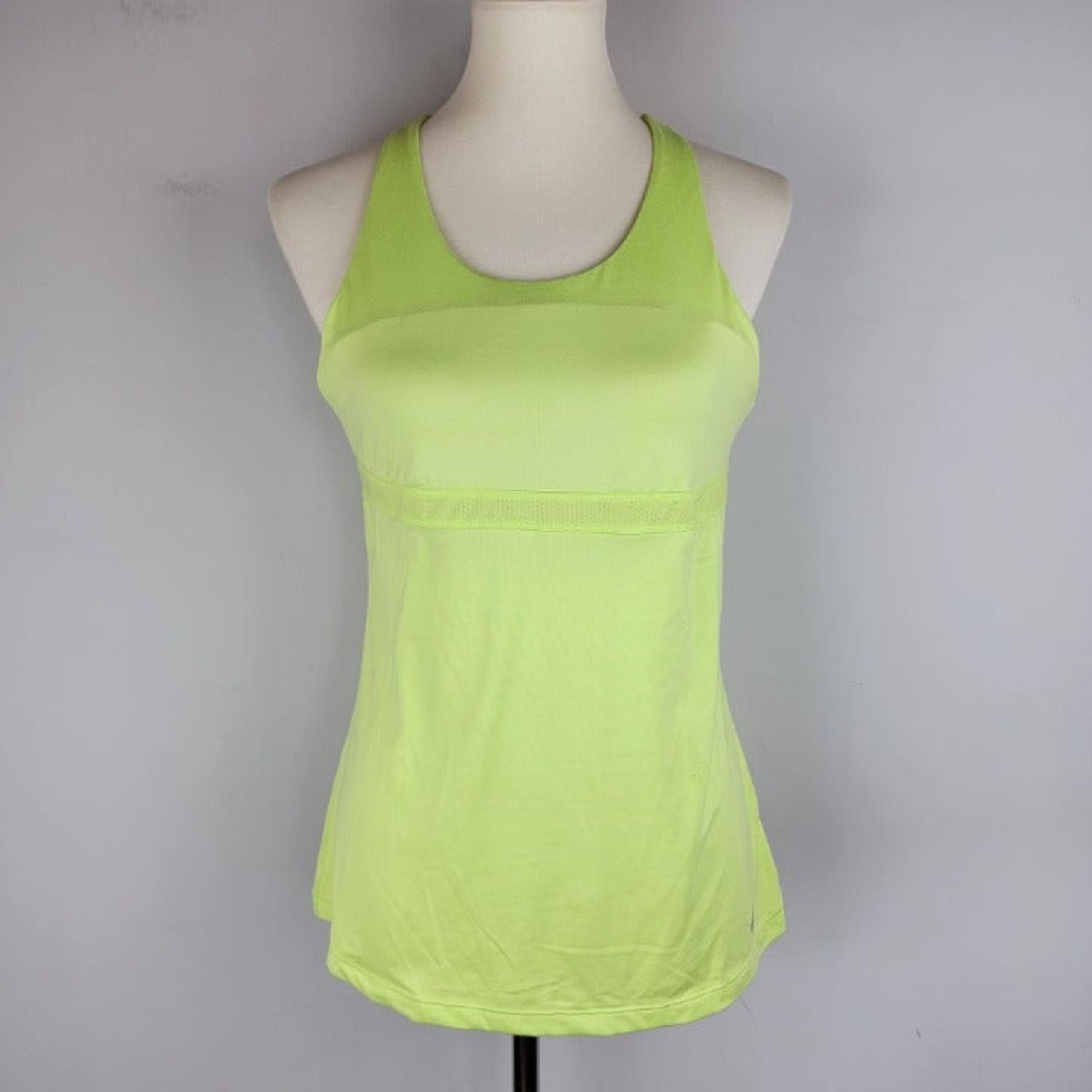 ASICS Neon Green Halter Racer Back Strappy Dry Built-in Bra Sports Tank Top L