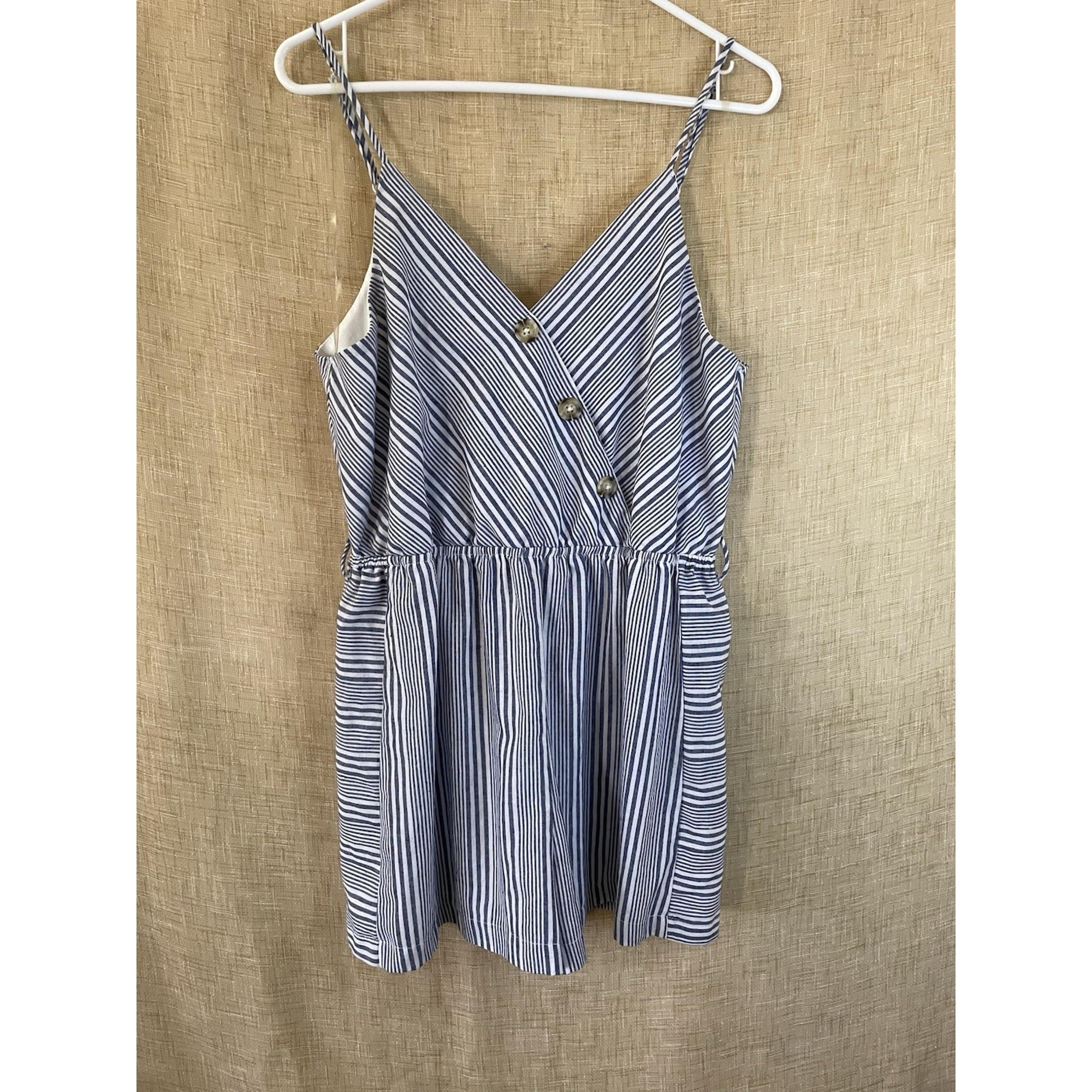 Purple Snow sz XL striped jumpsuit romper Shorts Blue And White Nautical
