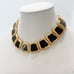 Anne Klein Gold Tone Black Enamel Byzantine Couture Statement Necklace