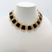 Anne Klein Gold Tone Black Enamel Byzantine Couture Statement Necklace