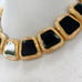 Anne Klein Gold Tone Black Enamel Byzantine Couture Statement Necklace