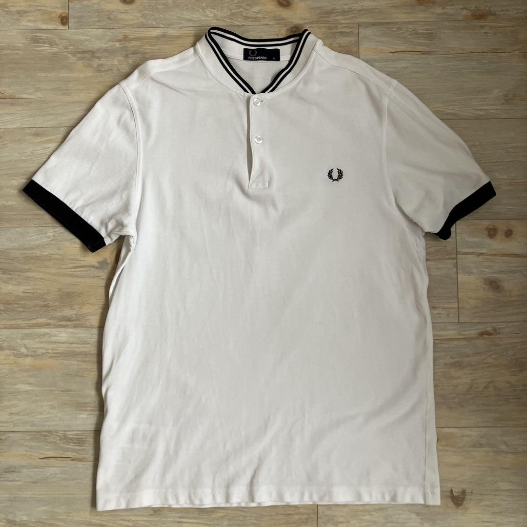 Gymphlex No-Collar Polo Shirt, 100% Cotton, White x Black