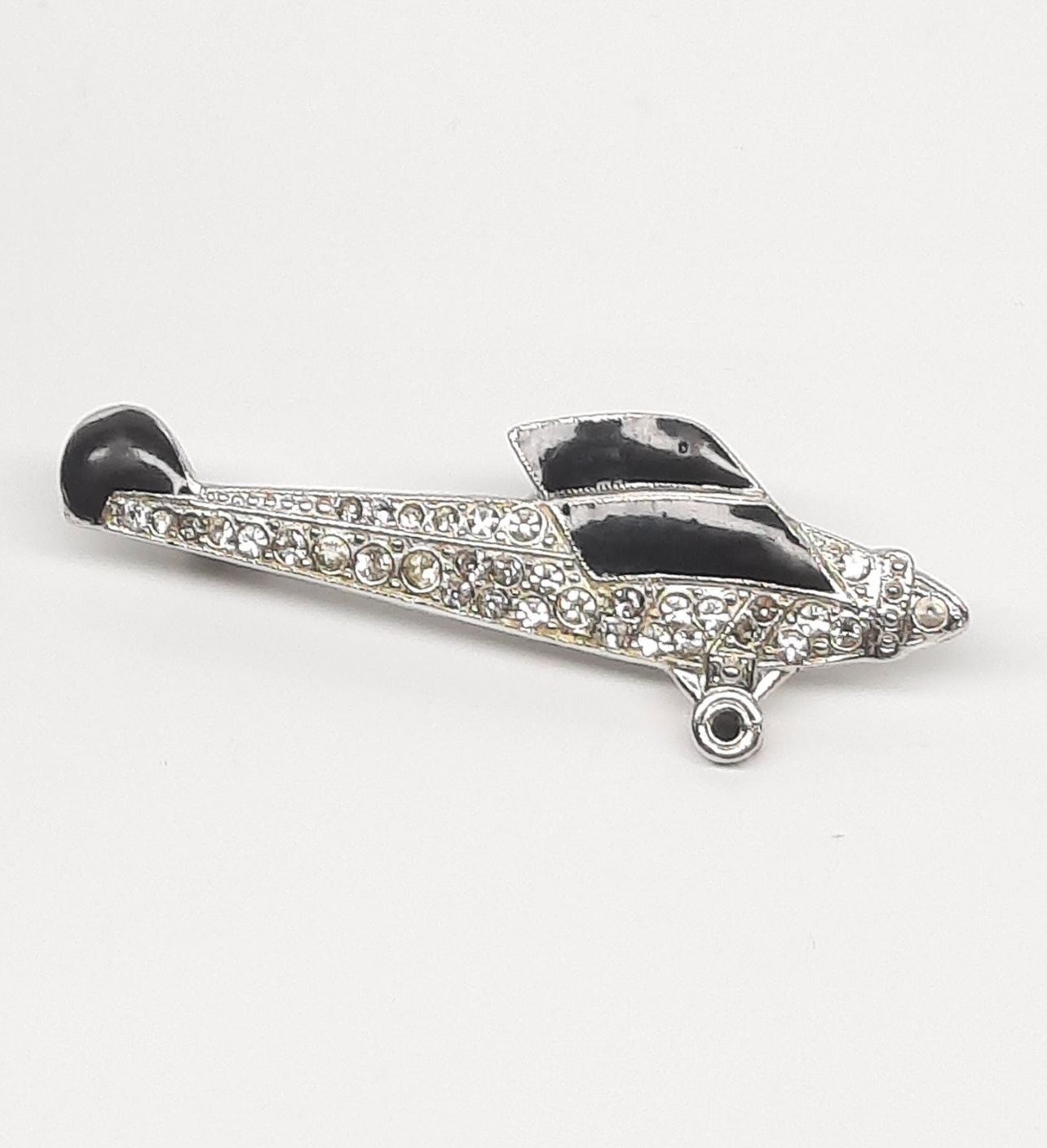 Art deco airplane rhinestone pin brooch