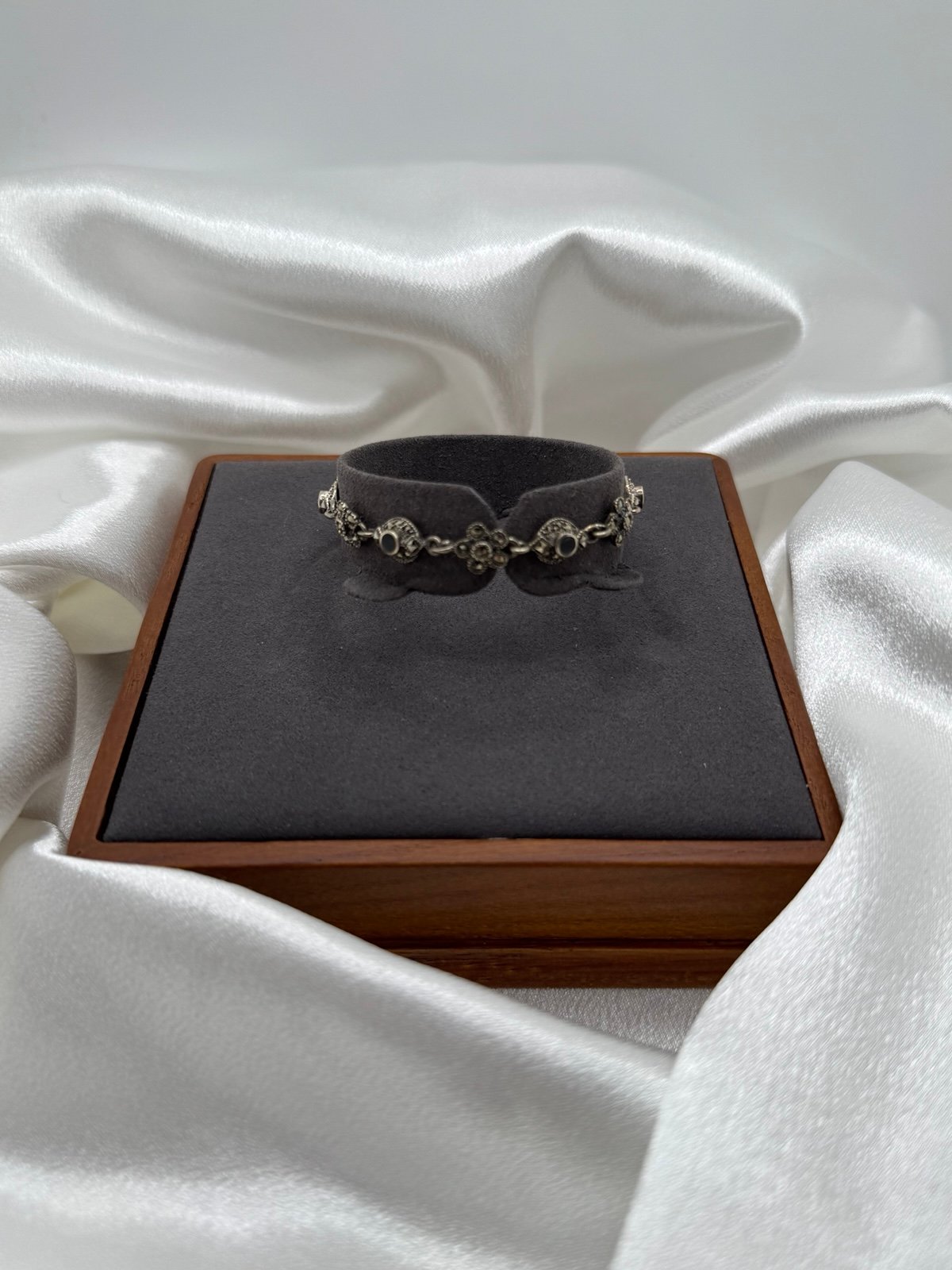 Sterling Silver Link Bracelet With Tourmaline Stones | Stamped 925 Sterling