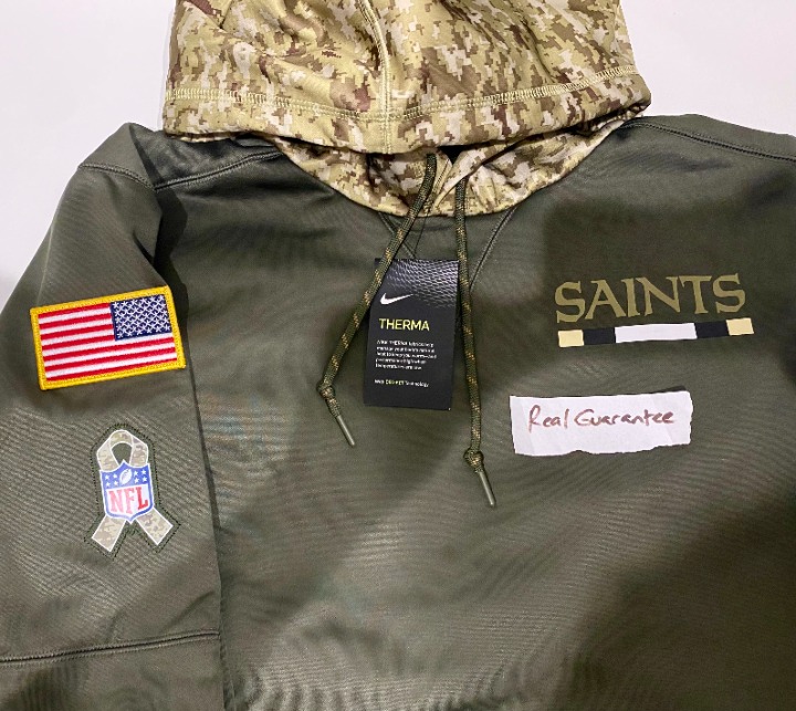 Rare 3XL 100% Nike 2017 New Orleans Saints Salute To Service ON FIELD Hoodie 3X