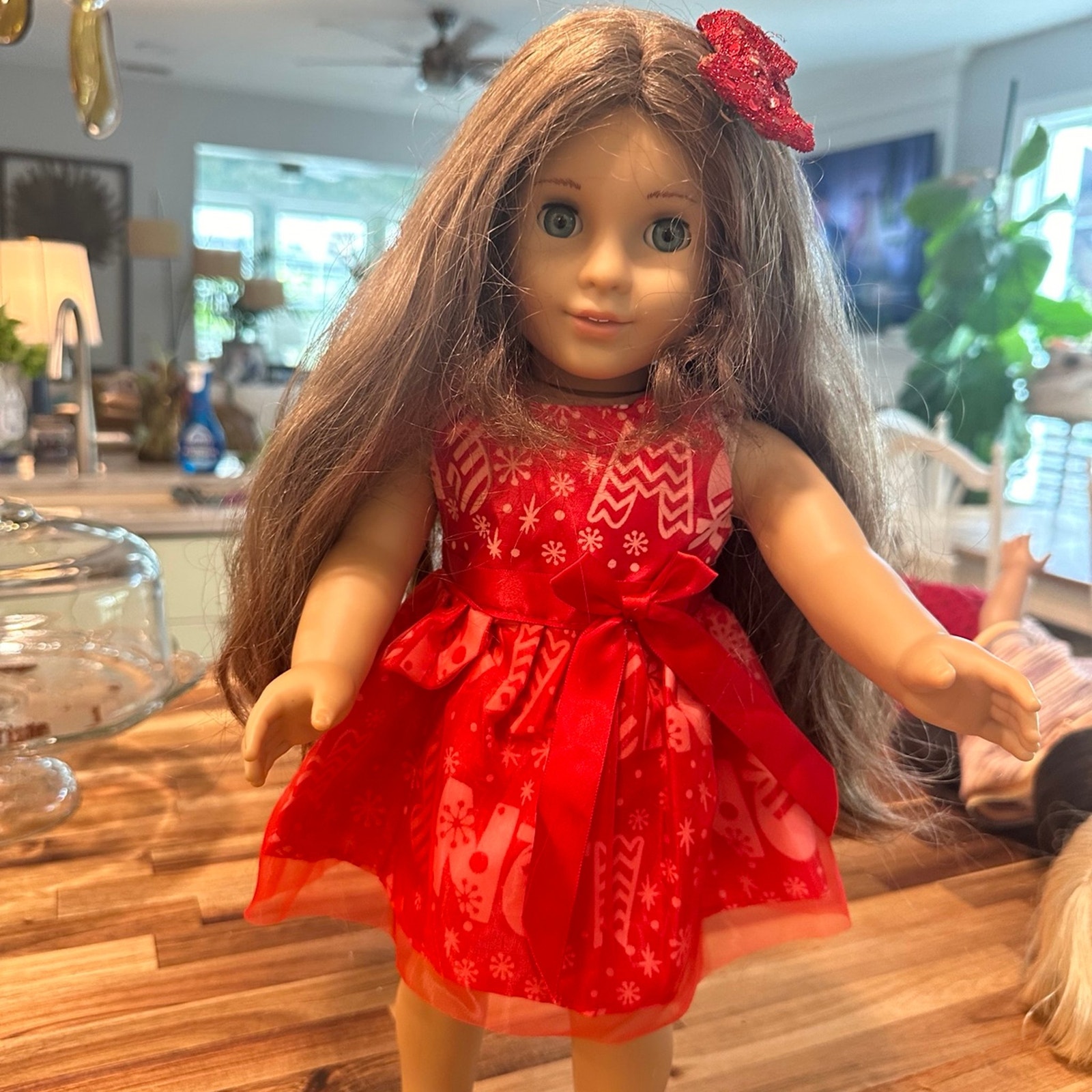 American Girl Marie Grace doll with Christmas dress