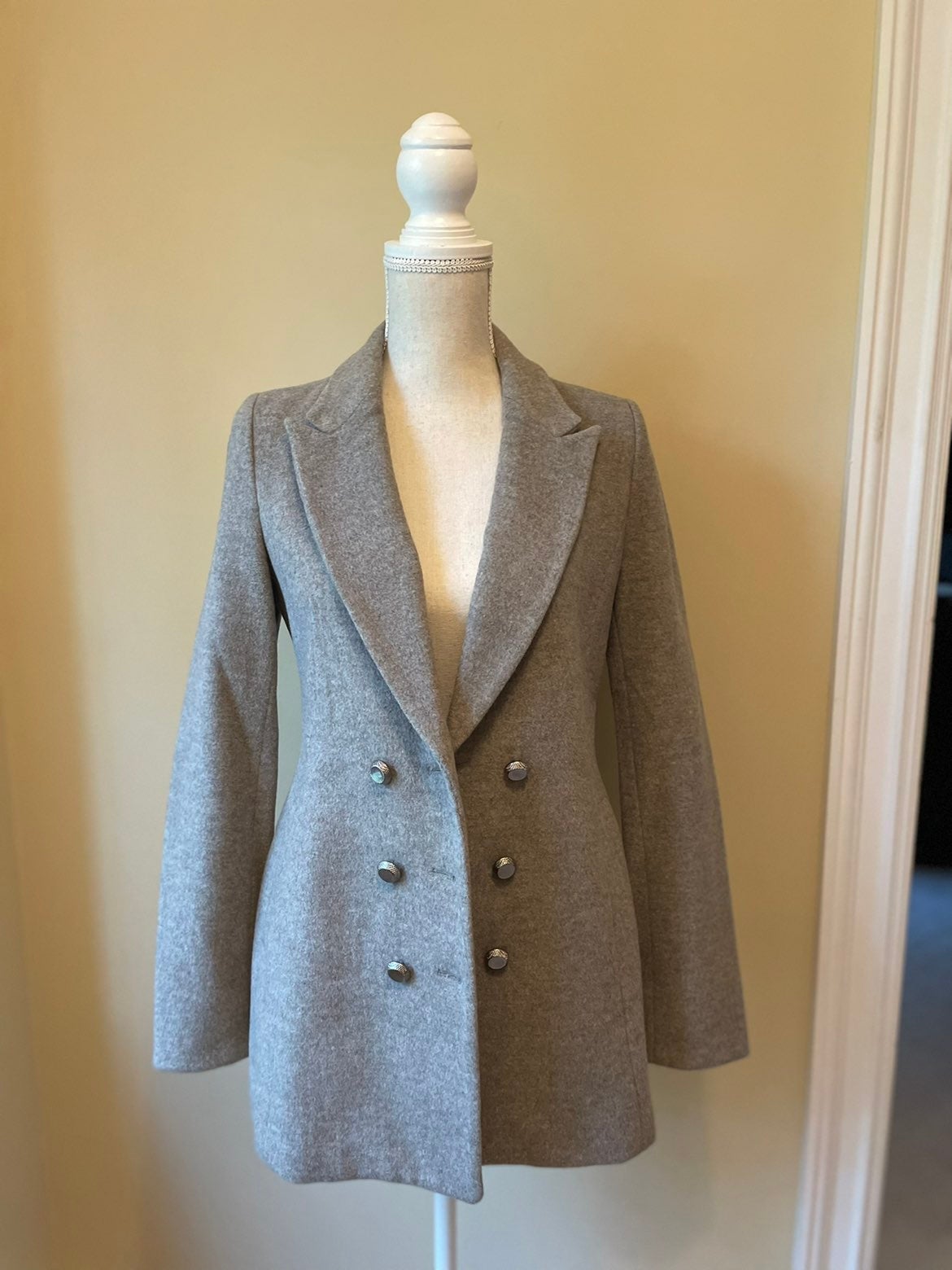 Sandro Style Wool Double-Breasted Blazer Coat