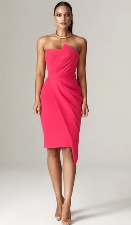 NWT Alieva Eliana Crepe Corset Dress in Fuchsia