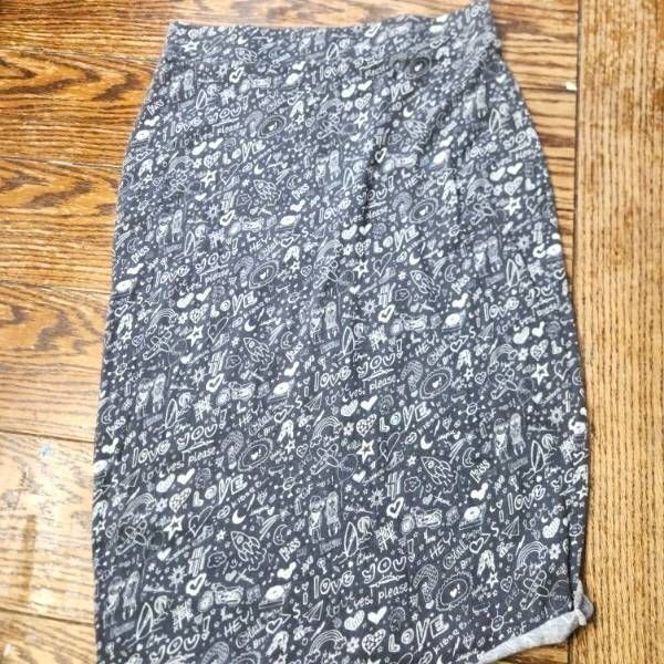 FRANK & EILEEN TEE LAB LIMITED EDITION LOVE PRINT BLACK & WHITE PRT SKIRT sz XS
