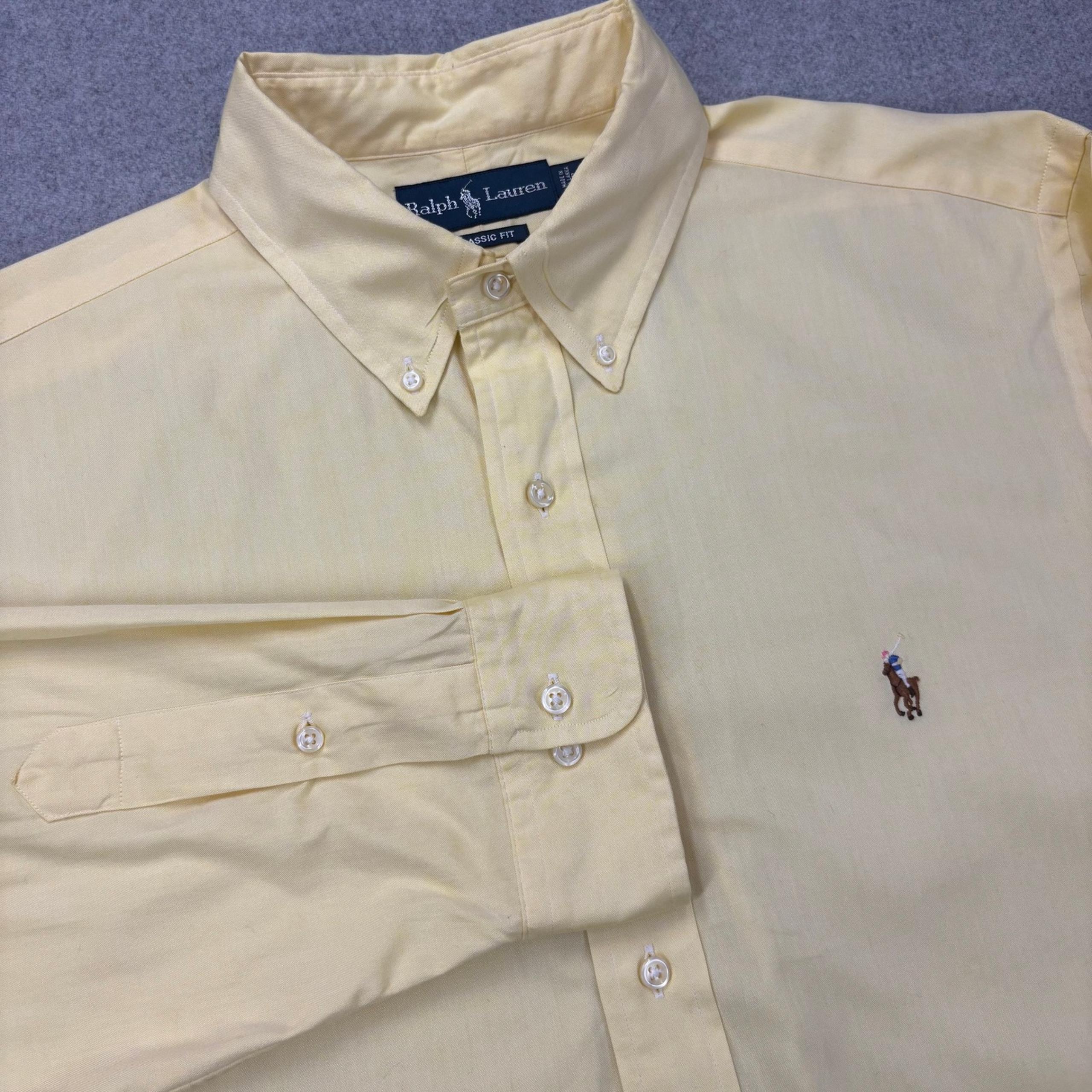 Polo Ralph Lauren Button Down Shirt Mens 17 34/35 (XL) Yellow Classic Fit *READ