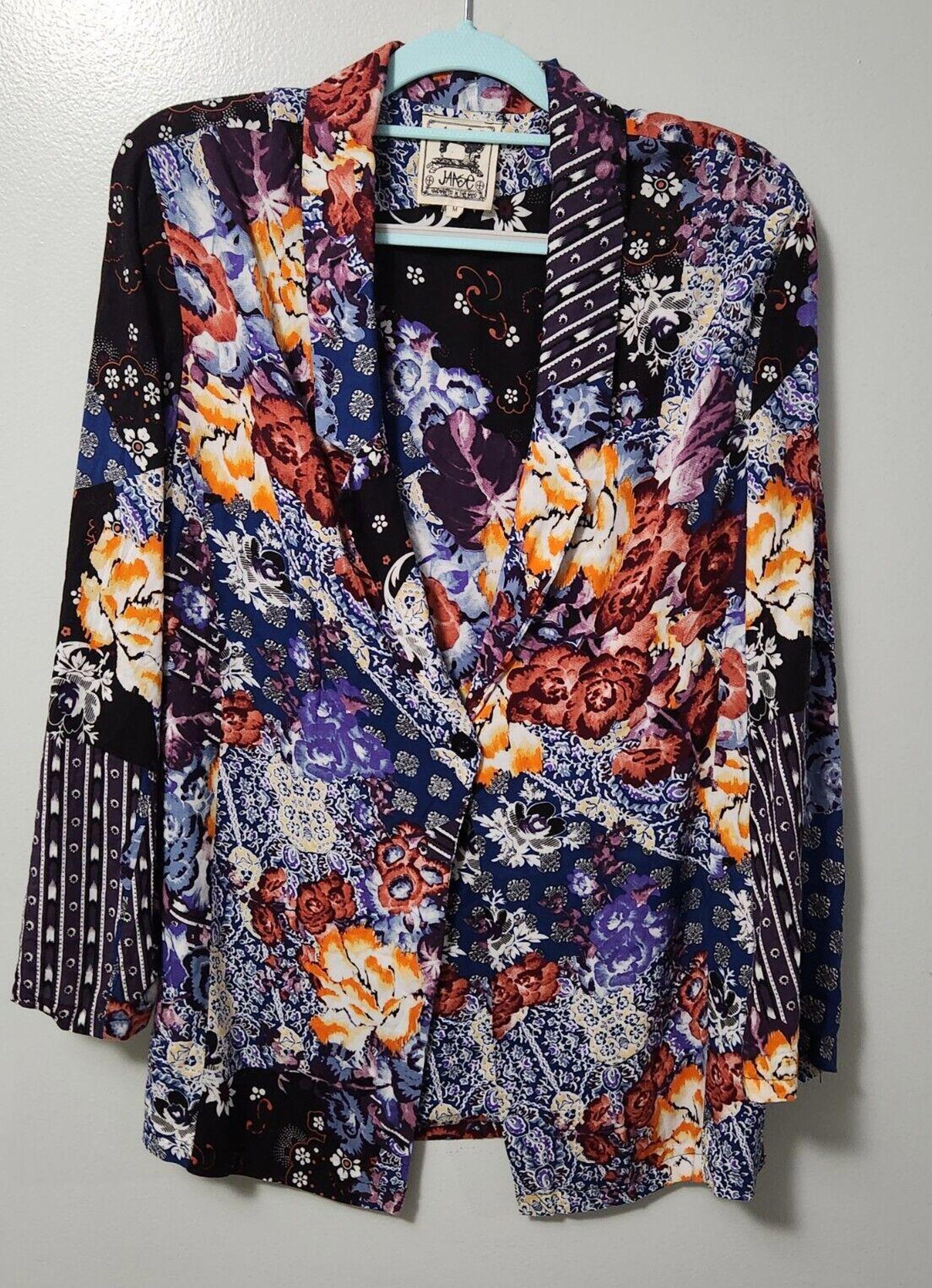 Anthropologie Jaase blazer Jacket Medium Patchwork Multicolor Hippie Y2k