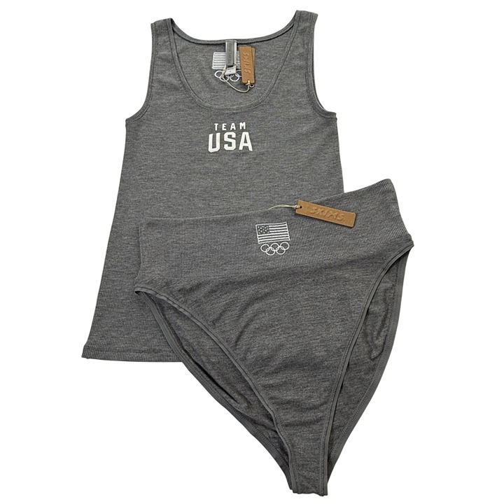 SKIMS Soft Lounge Tank Top + Sleep Brief Team USA Heather Gray Large