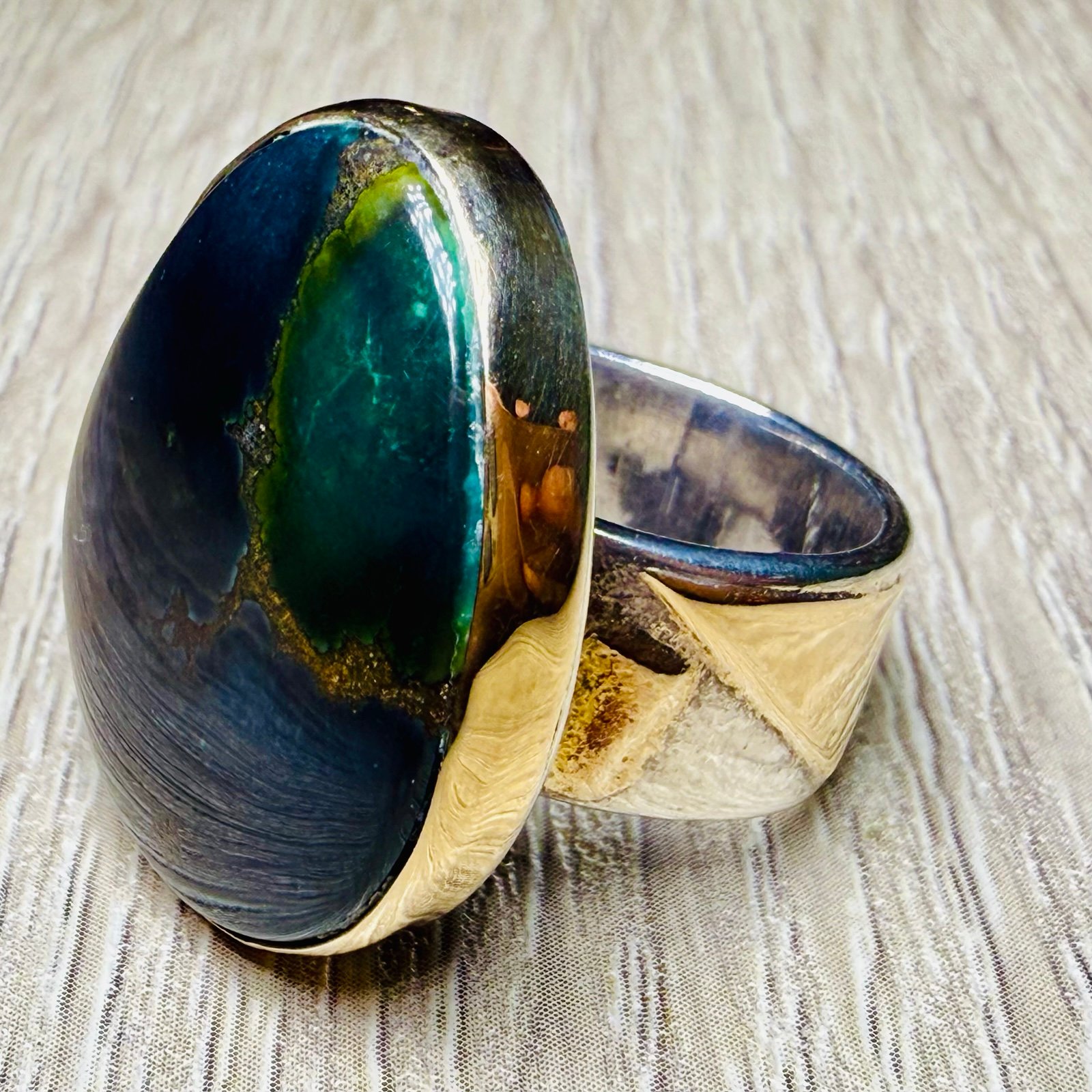 vintage SAMARA 14k gold and sterling silver turquoise ring