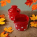 Waechtersbach Christmas Creamer & Sugar Set Germany Polka Dots Holiday Red Whit