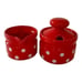 Waechtersbach Christmas Creamer & Sugar Set Germany Polka Dots Holiday Red Whit