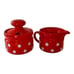 Waechtersbach Christmas Creamer & Sugar Set Germany Polka Dots Holiday Red Whit