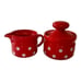 Waechtersbach Christmas Creamer & Sugar Set Germany Polka Dots Holiday Red Whit