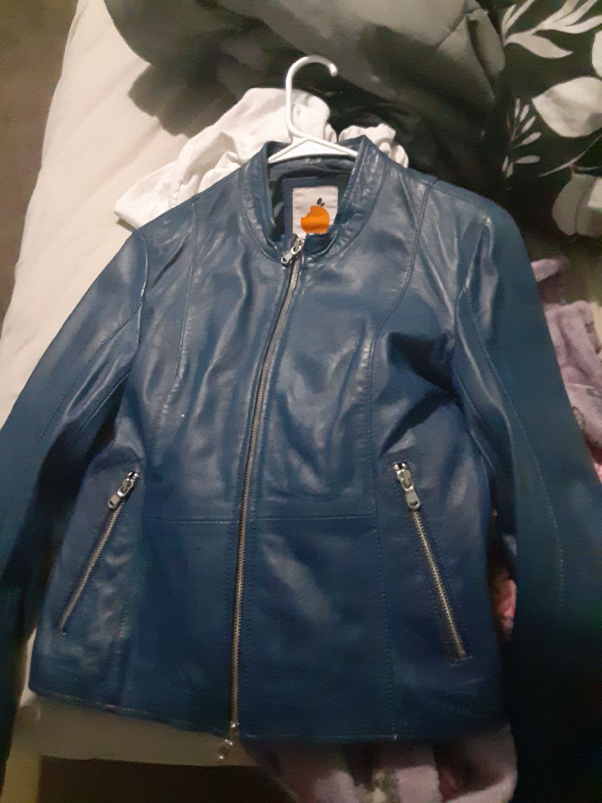 Leather blue jacket