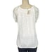 Decree L Cream Heather Shirred Scoop Neck Drawstring Hem Short Lace Sleeve Top