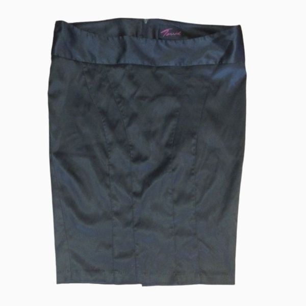Vntg Y2K Torrid Black Satin High Waist Bodycon Midi Skirt with Slit Size 12