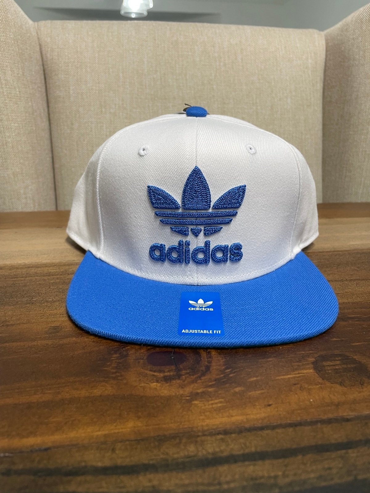 Adidas White and Blue Hat Cap