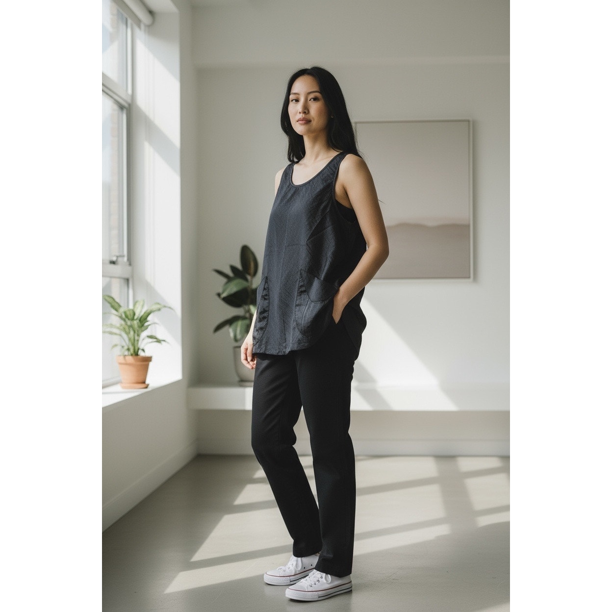 Carol Young Undesigned Silk Pocket Tank Top M